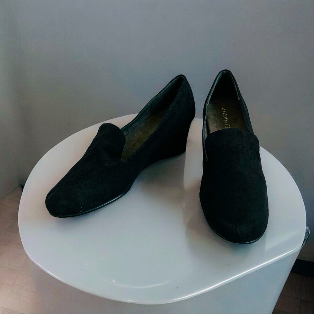 Aerosoles Sunray Shoes Women’s Black Wedge Pumps Loafers Slipon Casual Platforms